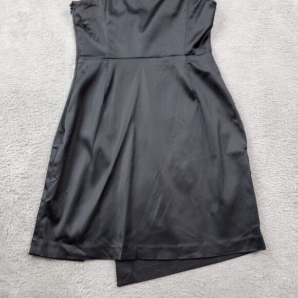 Lulus Dress Womens‎ Small Black Satin Sheath Bodycon Evening Cold Shoulder - Picture 8 of 16